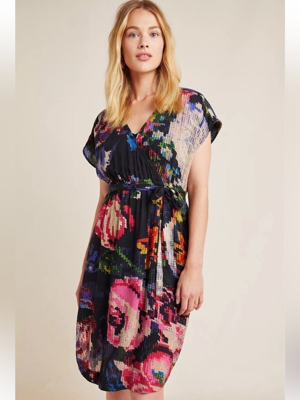 Anthropologie Astrid Needlepoint Floral Mini Dress. Women Sz-XS Colorful | Chic